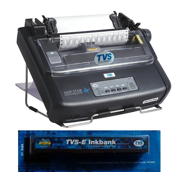 TVS MSP 250 Star Dot Matrix Monochrome Printer AND TVS-E ink Bank Ribbon